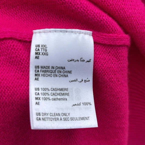 100% Cashmere Hot Pink Turtleneck Sweater - Picture 4 of 5